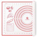 Silicone Pastry Mat Extra Large Non Slip with Measurement, Non Stick Kneading Mat for Fondant, Rolling Dough, Pie Crust, Pizza and Cookies, 16" x 24", Red