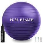 Exercise Fitness Swiss Yoga Ball - Anti Burst Extra thick with Hand Pump for Home Gym -Birthing Ball for Yoga, Pilates, Fitness, Pregnancy & Labour (M (58-65 cm), Purple)