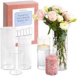 [6 Pack] Plastic Clear Cylinder Vases Set for Weddings, Home, Office - Clear Vase Set with 6", 9" & 12" Plastic Vases - 2 Plastic Cylinder Vases for Centerpieces in Each Size - Cylinder Vase Set of 6