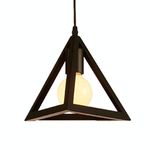 Chrasy E27 European Minimalist Style Triangle Pendant Light Black Metal Art Deco Lampshade Vintage Industrial Hanging Lamp(Bulb not Included)