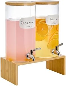 KitHero Drink Dispenser, 1.5 Gallon Glass Drink Dispensers for Parties with Stand, Spigot and Labels, Beverage Dispenser for Lemonade, Punch, Water, Juice Dispensers for Parties,Set of 2
