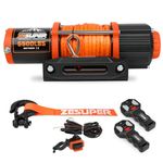 ZESUPER 5500 lb Electric Winch 12 Volt Winch Kit for ATV UTV Boat Trailer Waterproof IP67 Synthetic Rope with Wireless Remote Handheld Switch Mounting Plate