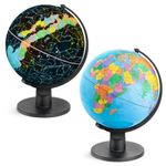 Toyrific Illuminated World Globe, 2 in 1 Kids Light Up Globe, Two Views, Globe Lamp with 8 Built-In LED Lights, Diameter 25cm