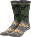 Bioworld Legend of Zelda Triforce Icon on Olive and Gray Men's Casual Crew Socks