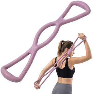 Figure 8 Resistance Bands with Handles, Silicone Exercise Bands for Women & Men Arm Back Shoulder Training, Training Elastic Ropes Equipment for Yoga Pilates Home Gym Stretching (3, Purple)