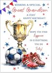 doodlecards Great Grandson Birthday Card Footballer's Trophy Medium Size with Plain Envelope