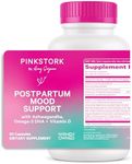 Pink Stork Postpartum Mood Support - Postnatal Hormone Balance for Women - Breastfeeding Friendly - Stress & Cognitive Support, New Mom Essentials - Ashwagandha, Chamomile, & Vitamin D, 60 Capsules