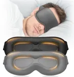 Weighted Sleep Mask 2 Pack, 3D Contoured Sleep Masks for Women Men, Best Blackout Eye Mask for Sleeping, Eye Mask for Travel, Meditation, Airplane, Memory Foam, Adjustable Strap Black Grey