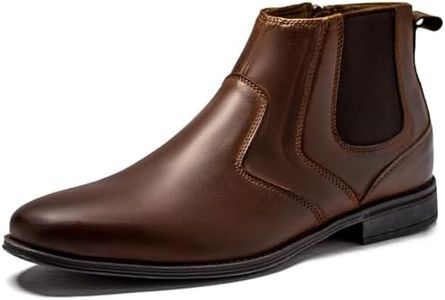Holy dove Mens Coffee Matte Chelsea Dress Boots with Side Zipper & Slip-On Ankle Design, Genuine Leather Casual Boots for Men, Size 14wide