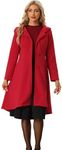 Allegra K Women's Overcoat Single Breasted Pockets A-Line Warm Hooded Winter Coat, Red, S