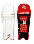 CW Right Handed Skipper Batting Protective Cricket Gears Leg Pads for Kids Between 5-6 Yrs (White and Red)