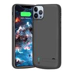 BAHOND Battery Case for iPhone 12 Pro Max & iPhone 13 Pro Max, 6000mAh Rechargeable Extended Battery Charging/Charger Case, Add 100% Extra Juice, Support Wire Headphones (6.7 inch) Black