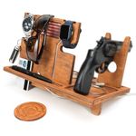 ROSTMARYGIFT Night stand - Gun tray organizer - Wood gun holder with watch charger - Ideal for police officers - Law enforcement gifts for him - Father's day gift