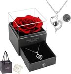 SHGarden Gifts for Women Preserved Real Rose Gift Box with 100 Languages I Love You Necklace Forever Fresh Flower Rose Eternal Rose Box for Her Valentine's Mother's Day Birthday SH0055 (Type A)