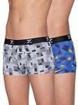 XYXX Men's Modal Slim Geometric Trunks (Pack of 2) (XY_R5_TRNK_02_Boxy Grey + Prism Blue_L)