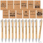 Tenare 12 Sets Inspirational Thank You Gifts Includes Pocket Motivational Notebook Wood Bamboo Ballpoint Pen Notepads Small Journals for Coworker Office Teacher Volunteer Present(Inspiration)