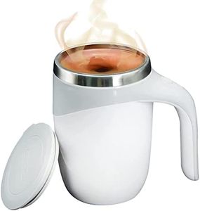 Self Stirring Mug，with Automatic Mixing Coffee Tea Mug Stainless Steel Portable Lazy Suit for Family Friends,Home Office Travelling White 380 ml/12.85 oz