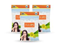 TULIPS White Cotton Balls ((100+20N Free) Pack of 3)
