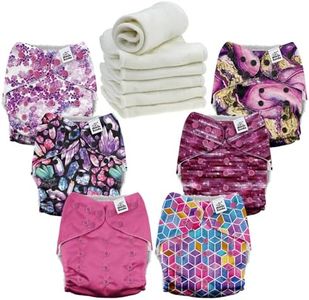 Mama Koala 3.0 Cloth Diapers for Babies, 6 Pack One Size Washable and Reusable Pocket Diapers for Newborns and Toddlers (Purple One)