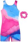 JESKIDS Leotards for Girls Gymnastics with Shorts Dance Biketards Tumbling Matching Hair Scrunchie 3-11 Years, Gorgeous Color, 4-5 Years