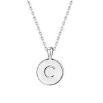 PAVOI 14K White Gold Plated Letter Necklace for Women | Gold Initial Necklace | Letter C