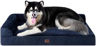 EHEYCIGA XXL Memory Foam Dog Bed, Orthopedic Dog Beds for Extra Large Dogs, Waterproof Egg Crate Dog Couch Bed with Washable Removable Cover and Non-Slip Bottom, L Shaped Dog Bed, Navy