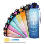 SOLARA Sipper Water Bottle 1 Litre, Leakproof, BPA-Free & Durable Tritan, Water Bottle for Adults, Gym, Kids, School, Gifts & Office, Motivational Time Marker, 1Ltr Sipper Bottle, Blue Wave