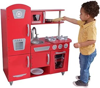 KidKraft Cuisine Enfant en Bois Vintage Rouge, Dinette avec téléphone, Jeu d'imitation, Jouet Enfant dès 3 Ans, 53173