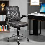 NEWTURN? Nexon Executive Office Chair, Mid Back Leatherette Ergonomic Home and Office Desk Chair, Adjustable Armrest Revolving Tilting Mechanism & Heavy Duty Metal Base (Grey)