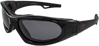 Hurricane Eyewear Category-5 Jet Ski Water-Sport Floating Goggles Interchangeable from Sunglasses to Goggles Black Frame with Polarized Smoke Lens