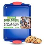 13” Non Stick Cookie Sheet, Small Blue Commercial Grade Restaurant Quality Carbon Metal Bakeware with Red Silicone Handles, Compatible with Model NCSBSBL3