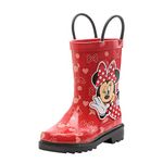 Disney Minnie Mouse and Mickey Mouse Rubber Rainboots - Waterproof - Easy-on - Toddler and Little Kids Sizes - Boys, Girls, Red Minnie Mouse, 7 Toddler