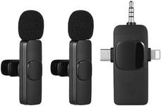 Domary 3-in-1 Wireless Collar Clip Microphone Clip-on Microphone Mic Transmitter and Receiver with Clip Portable Rechargeable Microphone System