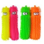 TOYANDONA Puffer Worms Fidget Toys for Kids Realistic Light Up Caterpillar Toys Stretchy String Sensory Toys Squeezable Ball for Home School Birthday Party Favor 4PCS Random color