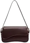 Verdusa Women's Leather Shoulder Bag Clutch Purses Trendy Hobo Crossbody Handbags Y2K Saddle Flap Underarm Purse Coffee Brown One-Size