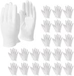 24 pairs Cotton gloves, cloth glove, White gloves, Cotton gloves for cleaning coins, White gloves for skin care, examining jewelry, daily work (24)