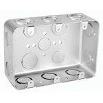 1 Pc, 2-1/8 In. Deep, Three Gang Multi Device Switch Box, .0625 Galvanized Steel, (4) 1/2 In. & (6) 1/2-3/4 In. Side Knockouts; (2) 1/2 & (2) 3/4 In. Bottom Knockouts