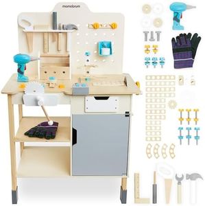 Mamabrum Kids Tool Bench & Wooden Set for Kids 3 Year Olds – Realistic Workbench with 74-Piece Construction Educational Toys Set, Sound Panel & Accessories for Creative Play