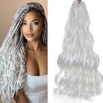 EFFGOCO 8 Packs French Curl Braiding Hair 100g/packs Loose Wavy Spiral Curl Braids Crochet Hair 20 Inch French Curly Braiding Hair Deep Wave Synthetic Hair Extensions for Women (20Inch, White)