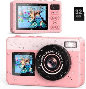 4K Underwater Digital Camera,10FT Floating Camera,48MP Waterproof Camera for Snorkeling,Surfing,Swimming and Kayaking,Dual-Screen Selfie,Autofocus,18X Zoom,Fill Light,32GB Card,Type-C Rechargeable