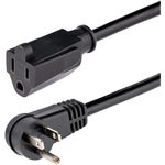 StarTech.com 6ft (2m) Power Extension Cord, Right Angle NEMA 5-15P to 5-15R, 13A 125V, 16AWG, Computer Flat AC Outlet Cable (RFX-6F-POWER-CORD), Black