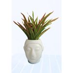 Flower SHLOWER Serene Buddha Flower Pot with Green Flag - Tranquil Garden Decor, Spiritual Home Accent, Indoor/Outdoor Planter for Zen-Inspired Spaces