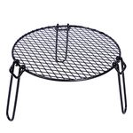 REDCAMP Folding Campfire Grill Grate Heavy Duty, Portable Camping Grill Over Fire with Carrying Bag for Outdoor Open Flame Cooking, Circle Black