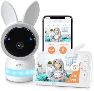 ARENTI 2.5K 5Ghz&2.4G Wifi Baby Monitor with Camera,5-inch 720P Display,Night Vision,Pan Tilt,Night Light,Auto Track,3350mAh Battery,Cry&Motion Detection,2-Way Talk,App&Screen Control