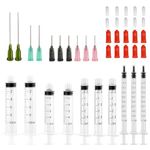 Syringe Set with Blunt Needles,1ml, 3ml, 5ml, 10ml Syringes with 14g, 16g, 18g, 20g Blunt Needles and Caps - Ink Oil or Glue Dispenser Applicator, DIY Use for Refilling and Measuring Dispensing