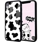 Idocolors Case for iPhone XR, 6.1”Soft Soft Flexible Silicone&Aluminum Hard Back Shockproof Back Protective Cover,Cute Personalized Exquisite Cow Pattern Girly&Boys Cases for iPhone XR