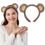 Bear Ears Headband, Cute Party Headwea Animal Head Wear Fashion Hairband for Party Favor, Bear Headpiece Jungle Safari Headbands Adult Bear Costume for Halloween Festival Cosplay Party(Brown)