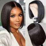 Short Bob Wig Human Hair Bob Wigs 8inch Glueless Straight Bob Lace Frontal Wig13x4 HD Lace Front Wigs Human Hair Pre Plucked with Baby Hair for Black Women 180 Density Natural Color