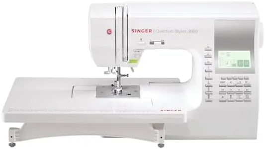 SINGER Quantum Stylist 9960 Computerized Sewing & Quilting Machine with Extension Table & Accessory Kit | 600 built-in stitches & Lettering, Full Metal Frame, LED Light & High-End Touch buttons