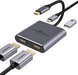 USB C to Dual HDMI Adapter, GADEBAO USB Type C to 2 HDMI 4K USB 3.0 Hub Thunderbolt 3 to Dual DisplayPort Compatible MacBook Pro/iPad Pro 2018/Samsung Galaxy S8-S20/Google Pixelbook Grey